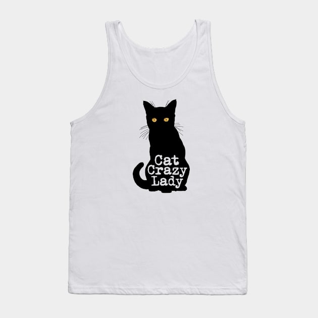 Cat Crazy Lady in Black Cat Silhouette Tank Top by CarleahUnique